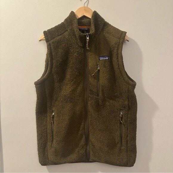 Patagonia Men’s Retro Pile Fleece Vest Medium Natural Warm Zip-Up Layer - Picture 2 of 9
